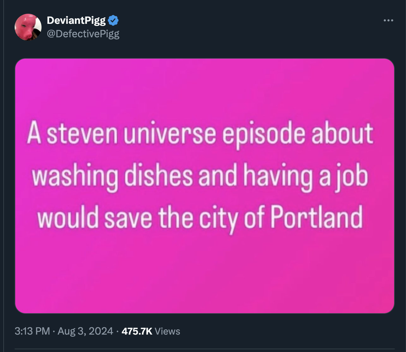 screenshot - Deviant Pigg A steven universe episode about washing dishes and having a job would save the city of Portland Views